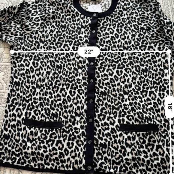 LANDS’ END Supima Cotton Animal Print Button Down Cardigan Sweater Plus Size 1X - Picture 8 of 10